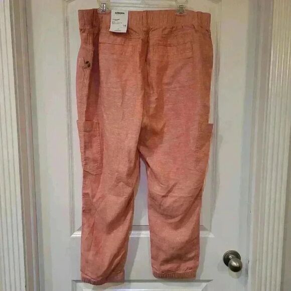 Sonoma Women's Oak Orange Linen Utility Joggers NEW - Picture 11 of 15